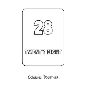 Coloring page of the number 28 in English
