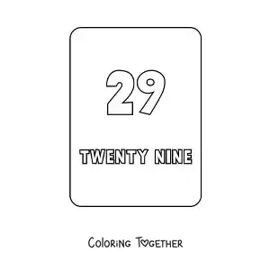 Coloring page of the number 29 in English