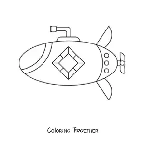 Coloring page of a spy submarine with a periscope and one window