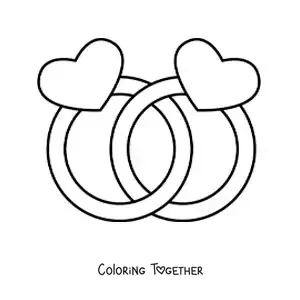 Coloring page of intertwined wedding rings