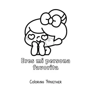 Coloring page of a boy in love and the phrase You are my favorite person
