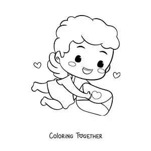 Coloring page of Cupid with a love letter