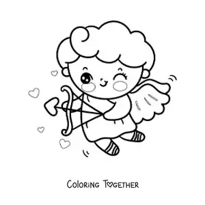 Coloring page of Cupid shooting