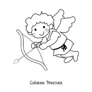Coloring page of Cupid with a bow and an arrow