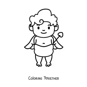 Coloring page of a baby Cupid