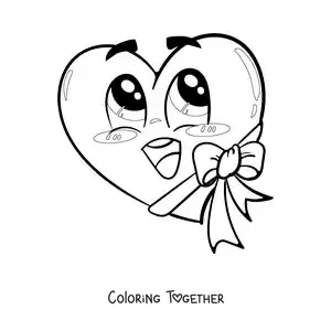 Coloring page of a big pretty animated heart