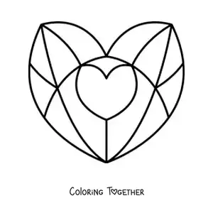 Coloring page of a big stained glass heart