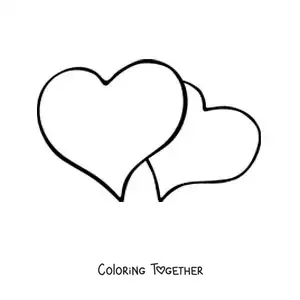 Coloring page of two big pretty hearts