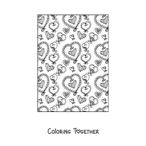 Coloring page of pretty hearts