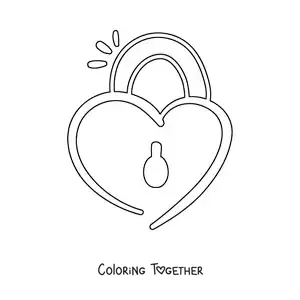 Coloring page of a simple heart-shaped padlock