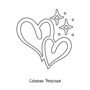 Coloring page of 2 pretty hearts together