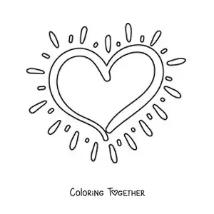 Coloring page of a beating heart