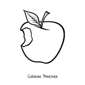 Coloring page of a bitten apple