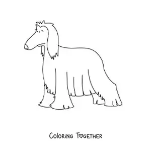 Coloring page of an Afghan hound