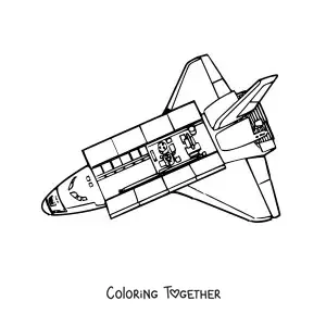 Coloring page of a realistic rocket from the inside