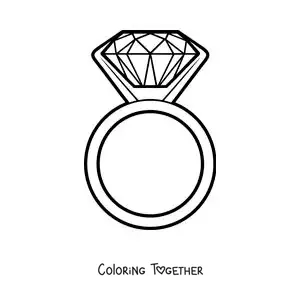 Coloring page of a big diamond ring