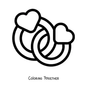 Coloring page of interlocking heart rings