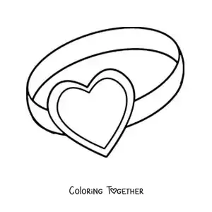 Coloring page of a heart ring