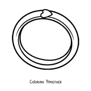 Coloring page of a ring with a heart-shaped stone