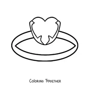 Coloring page of a big heart ring