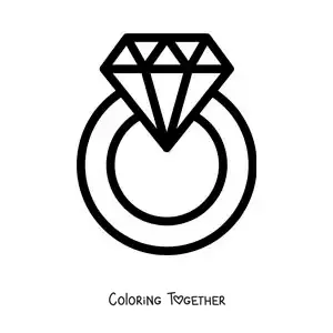 Coloring page of an easy diamond ring