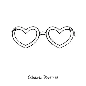 Coloring page of heart-shaped glasses