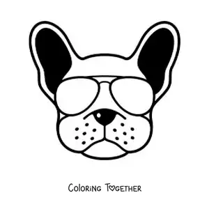 Coloring page of an animated dog with cool glasses