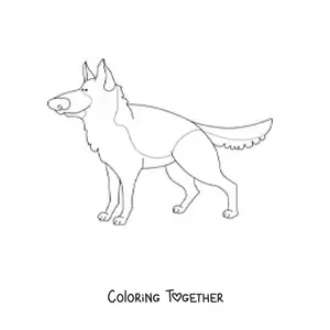 Coloring page of a German shepherd