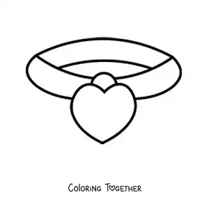 Coloring page of a heart necklace