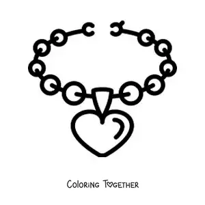 Coloring page of a heart necklace for girls