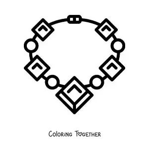 Coloring page of a necklace with precious stones