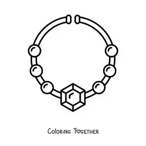 Coloring page of a necklace with a diamond