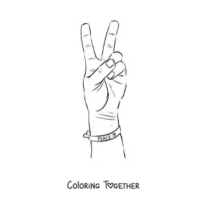 Coloring page of a hand with a bracelet