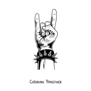 Coloring page of a hand with a rock bracelet