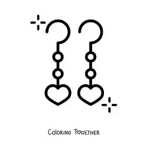 Coloring page of heart earrings