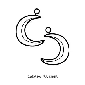 Coloring page of moon earrings
