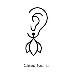 Coloring page of an ear with an earring