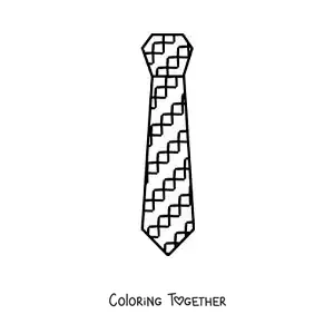 Coloring page of an easy tie with a plaid print