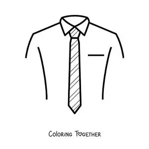 Coloring page of a striped shirt and tie