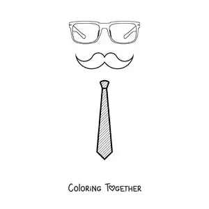 Coloring page of a tie and mustache
