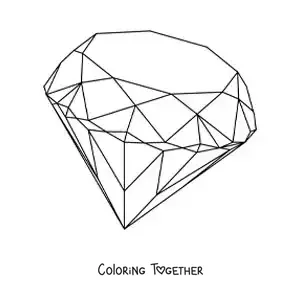 Coloring page of a realistic diamond