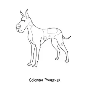 Coloring page of a Great Dane
