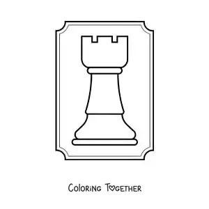 Coloring page of a chess rook piece