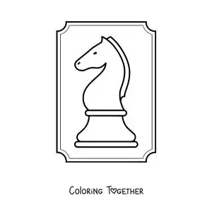 Coloring page of a chess knight piece