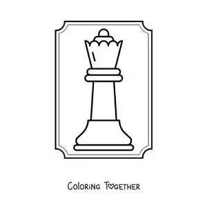 Coloring page of a chess queen piece