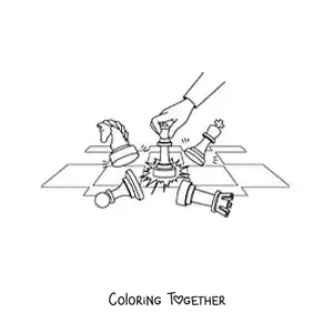 Coloring page of a chess move