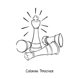 Coloring page of a game of chess