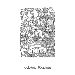 Coloring page of chess art
