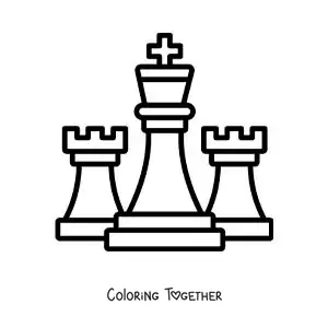 Coloring page of 3 chess pieces