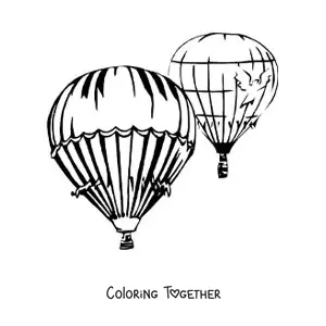 Coloring page of two hot air balloons floating